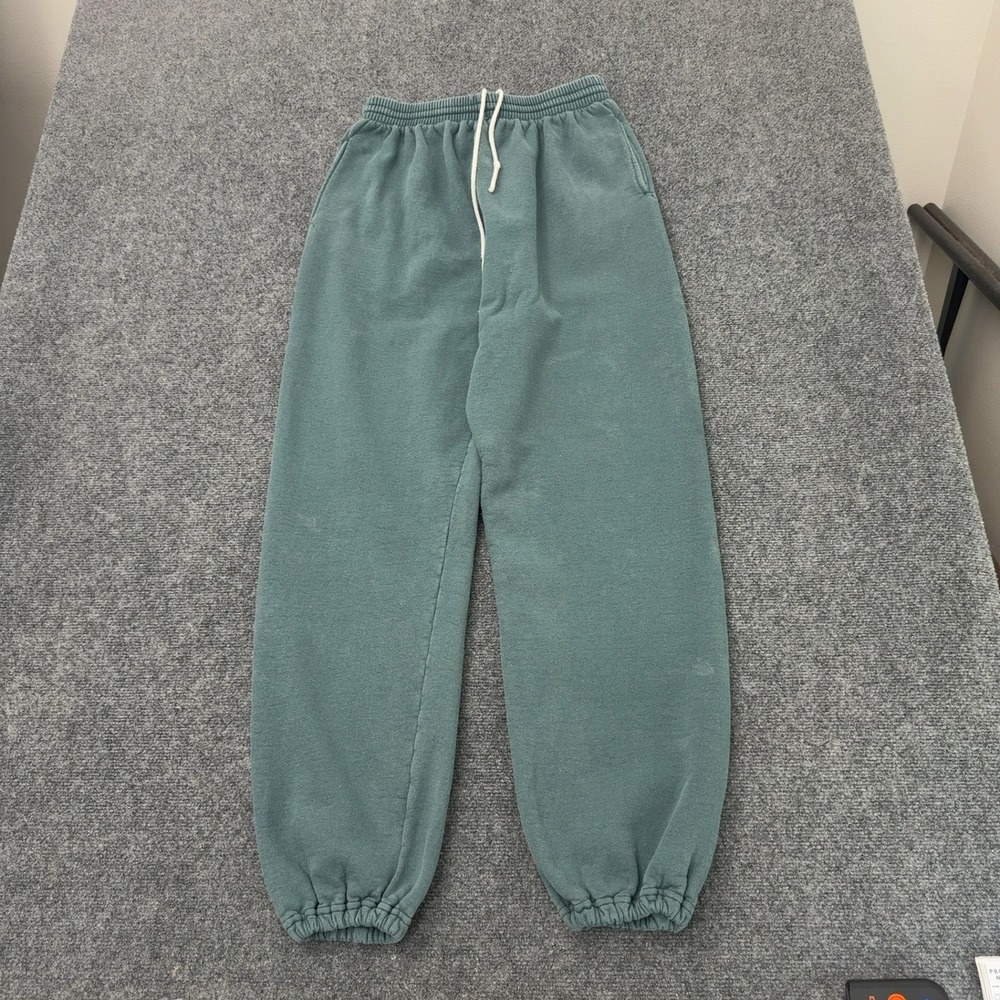 Vintage Russell Athletic Sweatpants Mens L Teal Cotton Elastic Waist Jogger